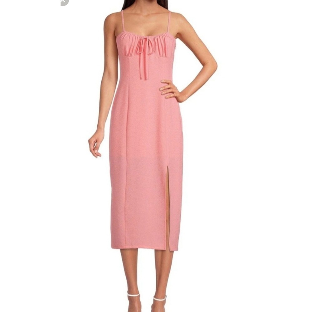 Gianni Bini Midi Dress Tie Front‎ Sleeveless Slit Coral Dress Size 4